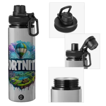 Fortnite land, Metallic water bottle with safety cap, 850ml aluminum