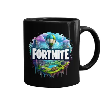 Fortnite land, Κούπα Μαύρη, κεραμική, 330ml