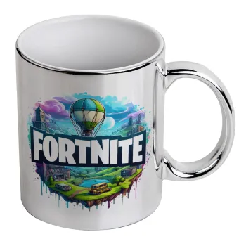 Fortnite land, Κούπα κεραμική, ασημένια καθρέπτης, 330ml