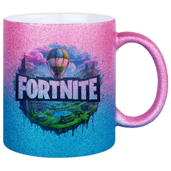Fortnite land, Κούπα Χρυσή/Μπλε Glitter, κεραμική, 330ml
