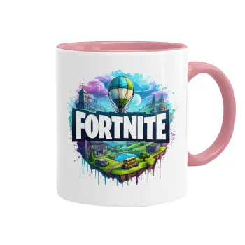 Fortnite land, Mug colored pink, ceramic, 330ml