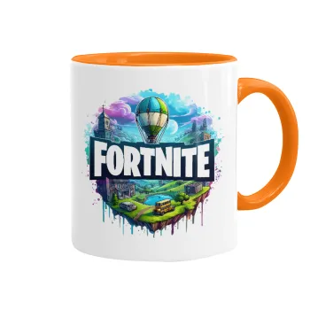 Fortnite land, Mug colored orange, ceramic, 330ml