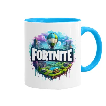 Fortnite land, Mug colored light blue, ceramic, 330ml