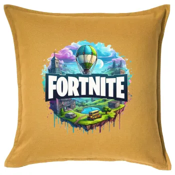 Fortnite land, Sofa cushion YELLOW 50x50cm includes filling