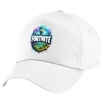 Fortnite land, Πεντάφυλλο καπέλο Λευκό, 100% Βαμβακερό (Twill), με ρύθμιση, unisex