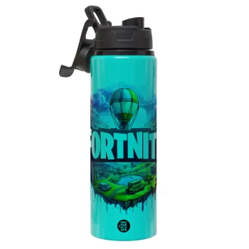 Fortnite land, Metallic water bottle with safety lid, 850ml aluminum
