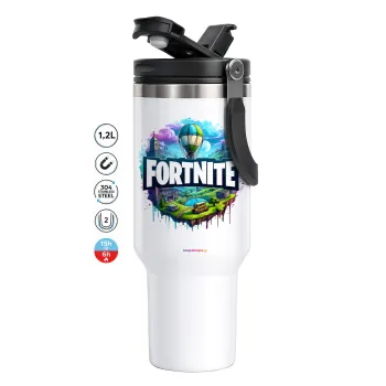 Fortnite land, Mega Tumbler με καπάκι, διπλού τοιχώματος (θερμό) 1,2L