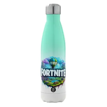 Fortnite land, Μεταλλικό παγούρι θερμός Πράσινο/Λευκό (Stainless steel), διπλού τοιχώματος, 500ml