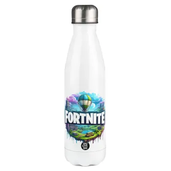 Fortnite land, Metal mug thermos White (Stainless steel), double wall, 500ml