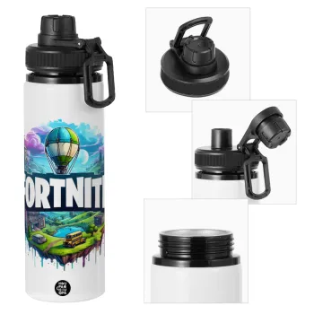 Fortnite land, Metal water bottle with safety cap, aluminum 850ml