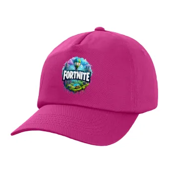 Fortnite land, Καπέλο παιδικό Baseball, 100% Βαμβακερό Twill, Φούξια (ΒΑΜΒΑΚΕΡΟ, ΠΑΙΔΙΚΟ, UNISEX, ONE SIZE)