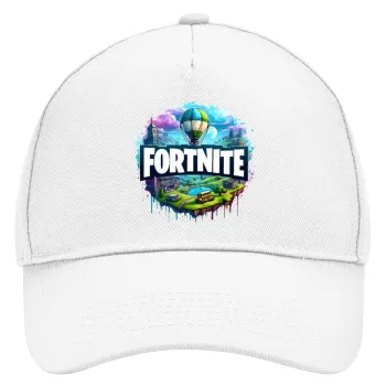 Fortnite land, Καπέλο Ενηλίκων Baseball, Drill, Λευκό (100% ΒΑΜΒΑΚΕΡΟ, ΕΝΗΛΙΚΩΝ, UNISEX, ONE SIZE)