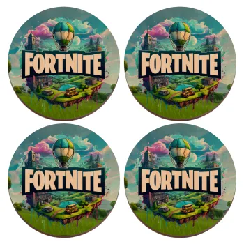 Fortnite land, ΣΕΤ x4 Σουβέρ ξύλινα στρογγυλά plywood (9cm)