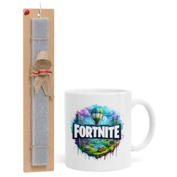 Fortnite land, Easter Set, Ceramic Cup (330ml) & Easter aromatic flat candle (30cm) (GRAY)