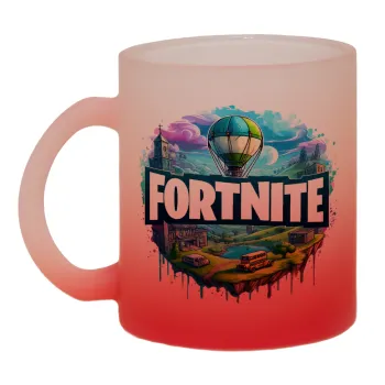 Fortnite land, Κούπα γυάλινη δίχρωμη με βάση το κόκκινο ματ, 330ml