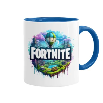 Fortnite land, Κούπα χρωματιστή μπλε, κεραμική, 330ml