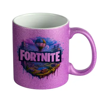 Fortnite land, Κούπα Μωβ Glitter που γυαλίζει, κεραμική, 330ml