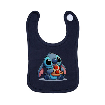 Stitch Pizza, Σαλιάρα με Σκρατς 100% Organic Cotton Μπλε (0-18 months)
