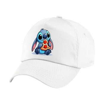 Stitch Pizza, 5-Panel Cap White, 100% Cotton (Twill), (UNISEX, ONE SIZE)