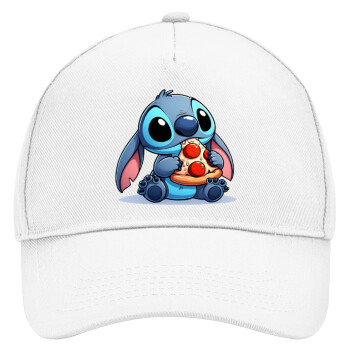 Stitch Pizza, Καπέλο Ενηλίκων Baseball, Drill, Λευκό (100% ΒΑΜΒΑΚΕΡΟ, ΕΝΗΛΙΚΩΝ, UNISEX, ONE SIZE)