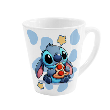 Stitch Pizza, Κούπα κωνική Latte Λευκή, κεραμική, 300ml