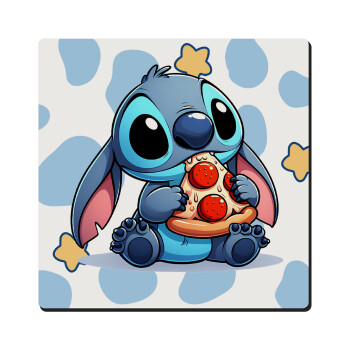 Stitch Pizza, Τετράγωνο μαγνητάκι ξύλινο 6x6cm