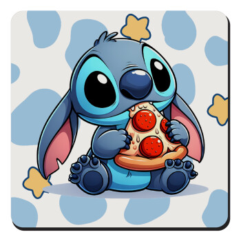 Stitch Pizza, Τετράγωνο μαγνητάκι ξύλινο 9x9cm