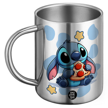 Stitch Pizza, Ανοξείδωτη Μεταλλική Κούπα 450ml - Διπλού Τοιχώματος