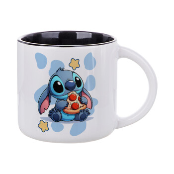 Stitch Pizza, Κούπα κεραμική 400ml Λευκή/Μαύρη