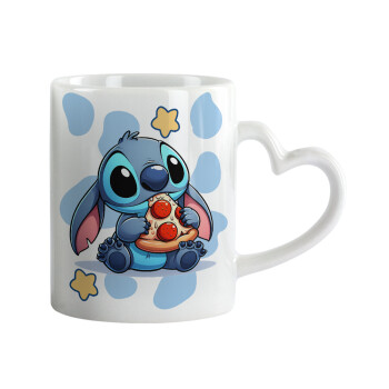 Stitch Pizza, Mug heart handle, ceramic, 330ml