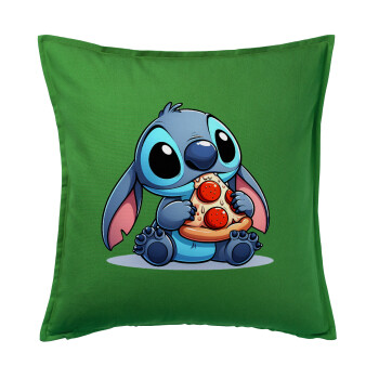 Stitch Pizza, Sofa cushion Green 50x50cm includes filling