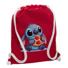 Backpack pouch GYMBAG Red, with pocket (40x48cm) & thick cords