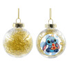 Transparent Christmas tree ball ornament with gold filling 8cm