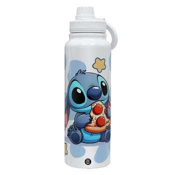 Stitch Pizza, 1L Stainless Steel Thermal Bottle with Phone Holder & Double Wall Insulation