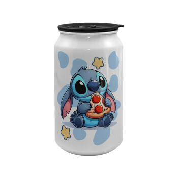 Stitch Pizza, Κούπα ταξιδιού μεταλλική με καπάκι (tin-can) 500ml