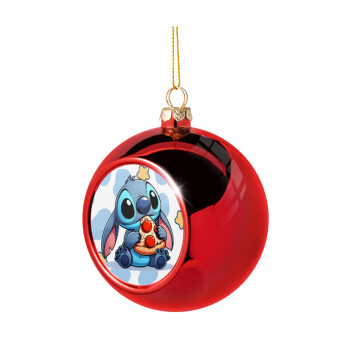 Stitch Pizza, Christmas tree ball Red 8cm