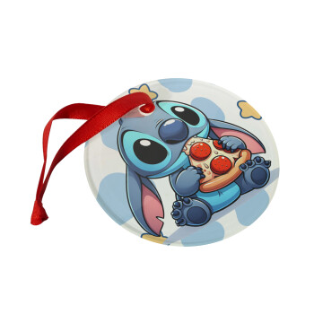 Stitch Pizza, Christmas ornament glass 9cm