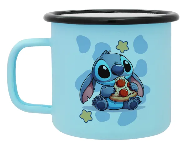 Stitch Pizza — Κούπα Μεταλλική εμαγιέ ΜΑΤ σιέλ 360ml