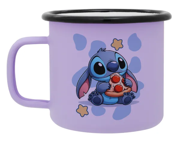 Stitch Pizza — Κούπα Μεταλλική εμαγιέ ΜΑΤ Light Pastel Purple 360ml