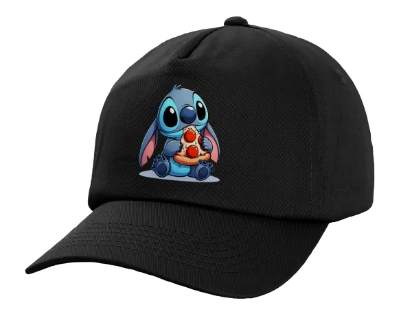 Stitch Pizza — Καπέλο παιδικό Baseball, 100% Βαμβακερό,  Μαύρο