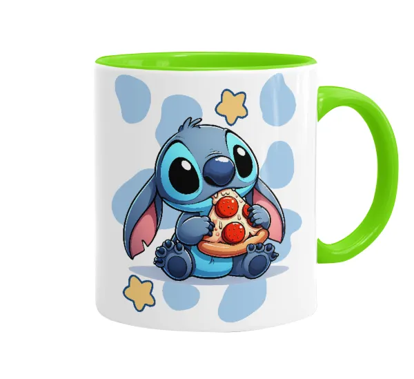 Stitch Pizza — Κούπα χρωματιστή βεραμάν, κεραμική, 330ml