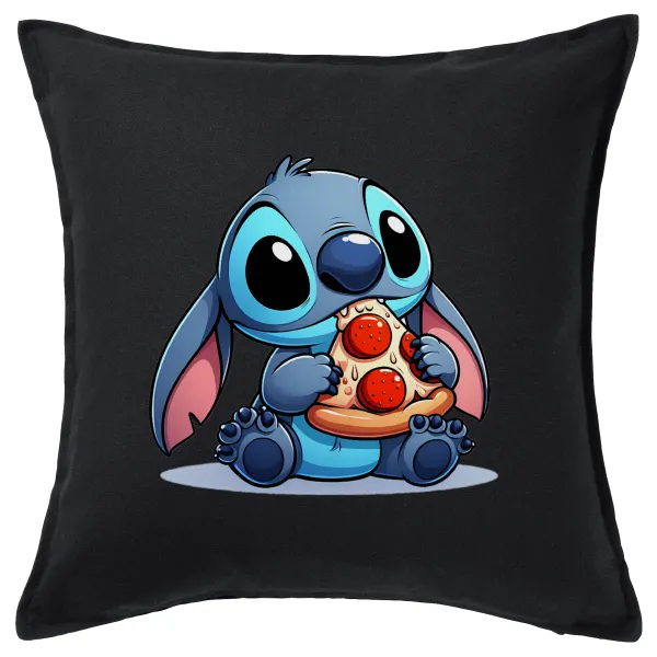 Stitch Pizza — Μαξιλάρι καναπέ Μαύρο 100% βαμβάκι, περιέχεται το γέμισμα (50x50cm)