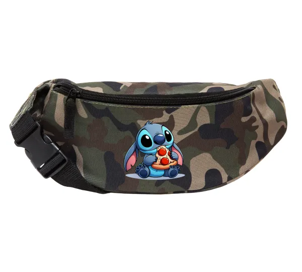Stitch Pizza — Unisex waist bag (banana) in Jungle camouflage color with 2 pockets