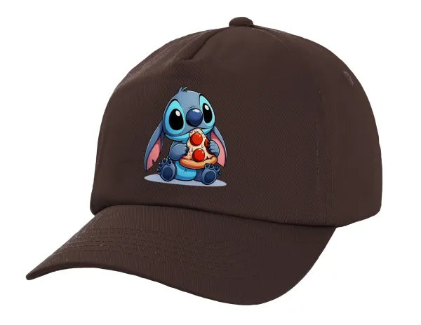 Stitch Pizza — Adult Baseball Cap, 100% Cotton, Chocolate (COTTON, ADULT, UNISEX, ONE SIZE)