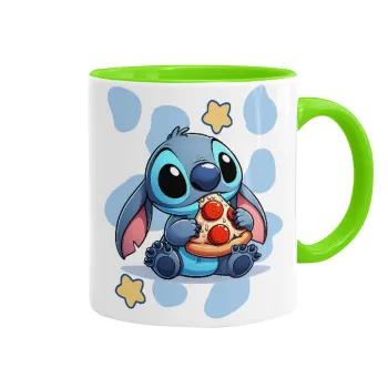 Stitch Pizza, Mug colored light green, ceramic, 330ml