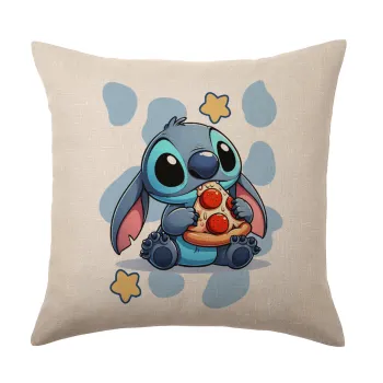 Stitch Pizza, Μαξιλάρι καναπέ ΛΙΝΟ 40x40cm περιέχεται το  γέμισμα