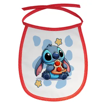 Stitch Pizza, Σαλιάρα μωρού αλέκιαστη με κορδόνι Κόκκινη