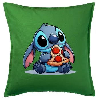 Stitch Pizza, Sofa cushion Green 50x50cm includes filling