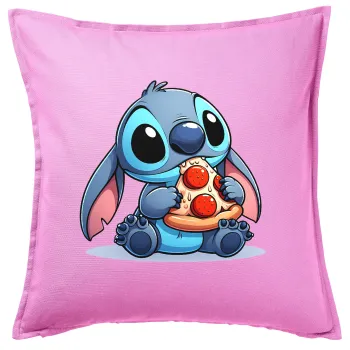 Stitch Pizza, Sofa cushion Pink 50x50cm includes filling