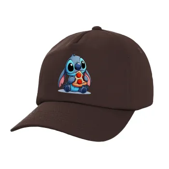 Stitch Pizza, Adult Baseball Cap, 100% Cotton, Chocolate (COTTON, ADULT, UNISEX, ONE SIZE)